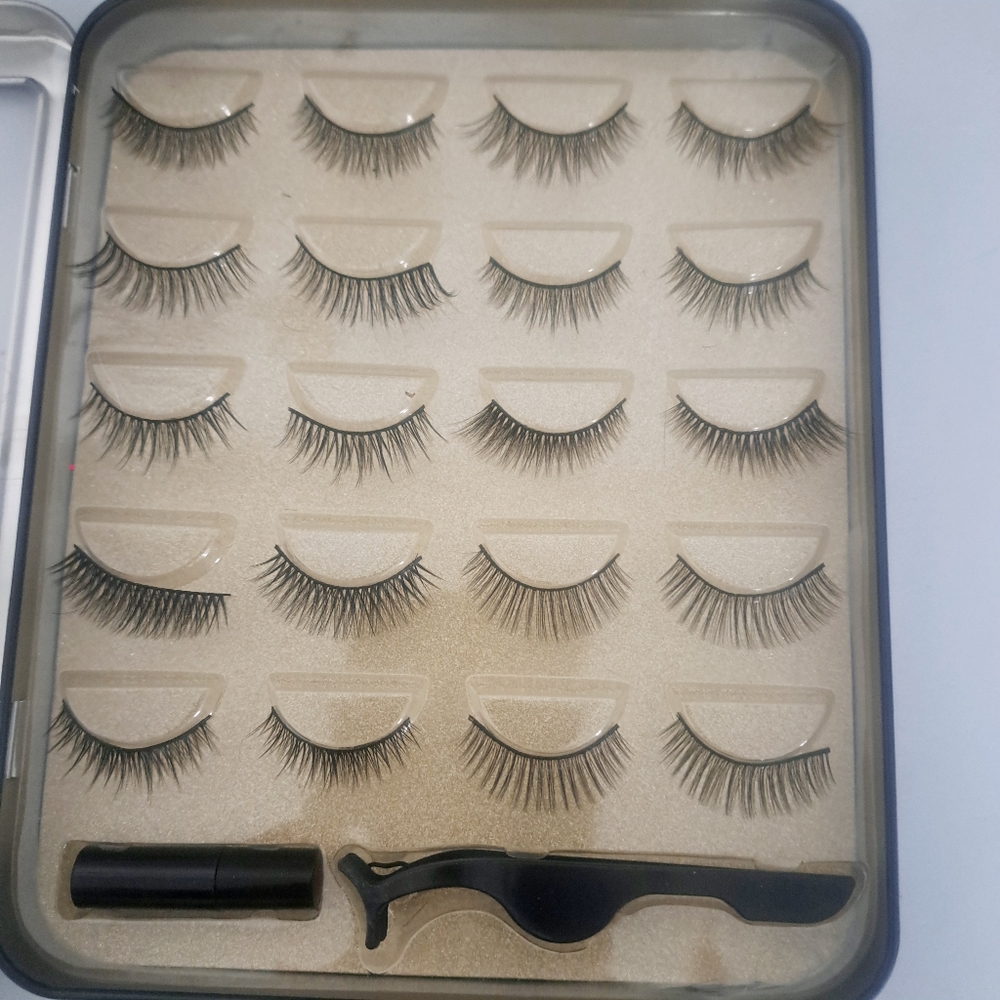 10 Set Faux False Eyelashes Collection with glue and applicator
